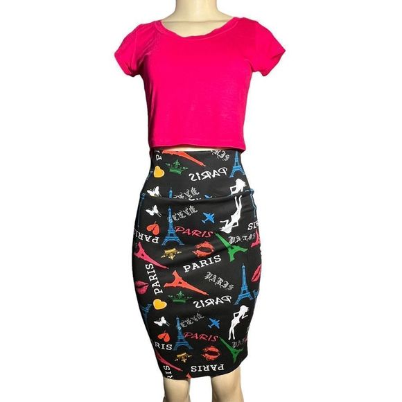 Cleo Paris Skirt & Top Set black body con skirt multi colored crop top options - Picture 8 of 16